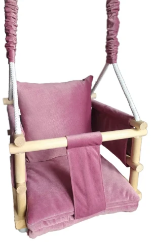 Ciemnoróżowa huśtawka dziecięca welwetowa - Eleonor