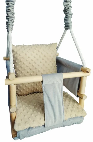 Beżowa welwetowa huśtawka dla dzieci - Bilogr