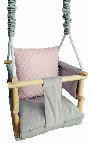 Szaro-różowa huśtawka dziecięca 3w1 - Bilogr