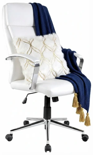 Obrotowy biały fotel biurowy z ekoskóry - Subeko