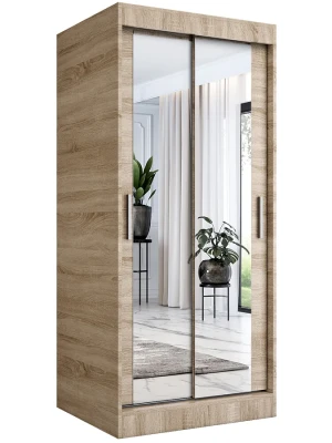 Szafa przesuwna z lustrem w kolorze dąb sonoma - Kukkin 2X