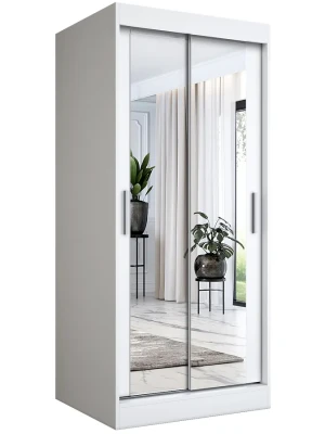 Biała szafa przesuwna z lustrem - Kukkin 2X