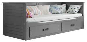 Szare łóżko rozkładane dziecięce z materacem 80x200 - Necter