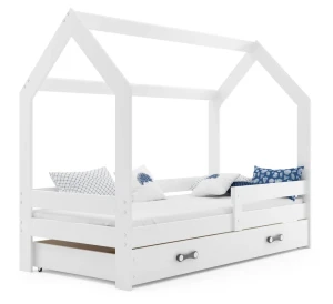 Białe łóżko domek dla dziecka z szufladami 80x160 - Erleso