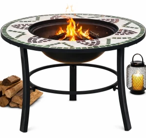 Okrągłe zielone dekoracyjne palenisko ogrodowe - Avor