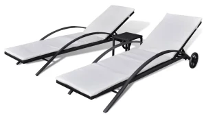 Komplet czarnych leżaków ogrodowych - Unisa