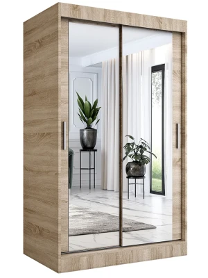 Szafa przesuwna z lustrem w kolorze dąb sonoma 120 - Kukkin 3X
