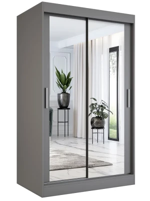 Antracytowa szafa przesuwna z lustrem 120 - Kukkin 3X