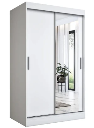 Biała szafa przesuwna z lustrem 120 - Massi 3X