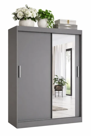 Antracytowa szafa przesuwna z lustrem 120 - Massi 3X