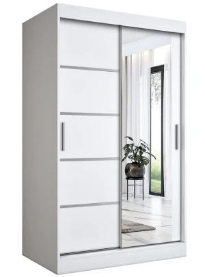 Biała szafa przesuwna z lustrem - Marmos 3X