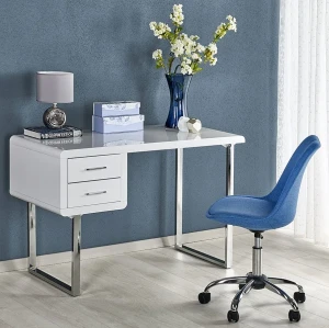 Lakierowane biurko glamour biały połysk - Lunne