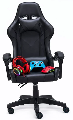 Czarne obrotowe krzesło gamingowe - Izma