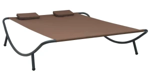 Dwuosobowy nowoczesny leżak ogrodowy brązowy - Akor