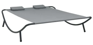 Dwuosobowy nowoczesny leżak ogrodowy szary - Akor