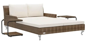 Brązowe rattanowe łózko na taras - Arvid