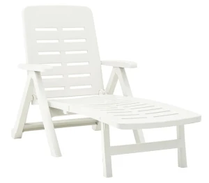 Biały rozkładany leżak ogrodowy - Elania