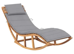 Jasnoszary jednoosobowy bujany leżak do ogrodu - Izarra 3X