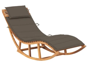 Bujany leżak ogrodowy z litego drewna taupe - Izarra 3X