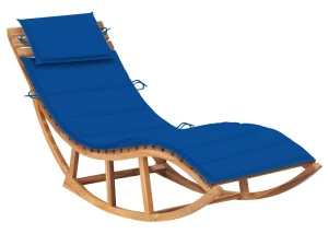 Drewniany niebieski leżak ogrodowy na biegunach - Izarra 3X