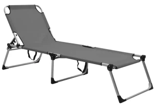 Leżak aluminiowy do ogrodu z oparciem Tulip - szary