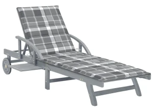 Leżak ogrodowy w szarą kratkę - Irvine