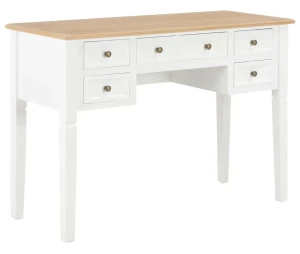 Biało-brązowe biurko retro do gabinetu - Owello