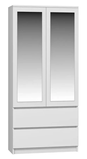 Biała minimalistyczna szafa z lustrem - Bafix