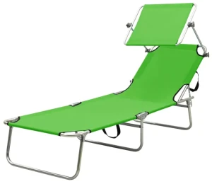 Leżak ogrodowy z daszkiem Tatami - zielony
