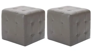 Zestaw szarych puf tapicerowanych - Futori 2X