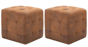 Komplet brązowych tapicerowanych puf - Futori 3X