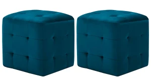 Zestaw niebieskich pikowanych puf - Futori 4X