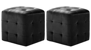 Zestaw dwóch czarnych puf do salonu - Futori 4X