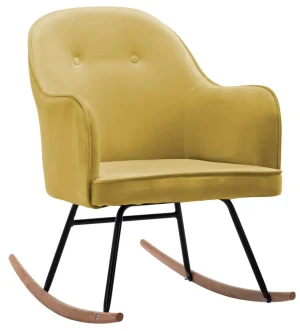 Musztardowy aksamitny fotel bujany – Merco