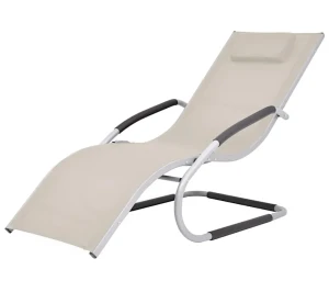 Kremowy nowoczesny leżak ogrodowy - Rami