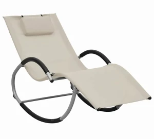 Kremowy leżak ogrodowy z poduszką - Robzen