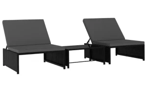 Czarny zestaw wypoczynkowy do ogrodu - Riclus