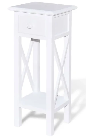Biały stolik boczny z szufladą - Lazola