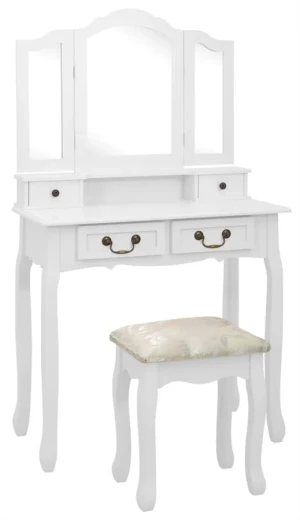 Biała toaletka ze stołkiem - Luxed
