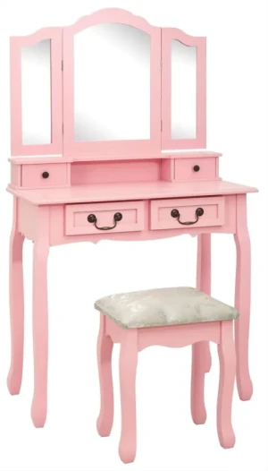 Różowa toaletka ze stołkiem - Luxed