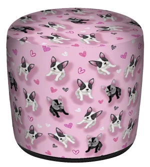 Różowa okrągła pufa dziecięca w pieski - Audrey