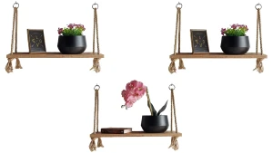 Komplet trzech półek wiszących dąb craft złoty - Latina 3X