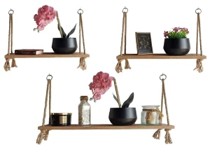 Dębowe półki wiszące na linach - Milshire