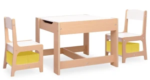Biały wielofunkcyjny stolik dziecięcy z krzesłami - Berb