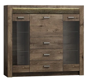 Komoda z barkiem i witryną jesion ciemny - Filin 9X