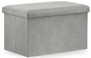 Szara prostokątna welurowa pufa ze schowkiem - Teni 5X