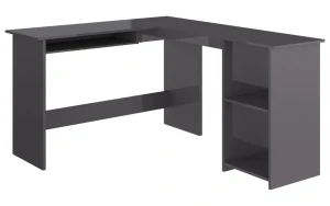 Szare biurko narożne nowoczesne połysk - Lorenza 4X