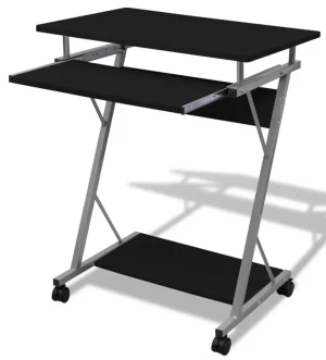 Czarne małe biurko komputerowe na kółkach - Kalisto