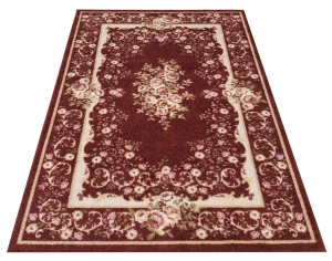 Czerwony prostokątny dywan we wzory - Foldino