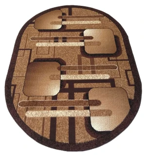 Brązowy owalny dywan z wzorami - Fola